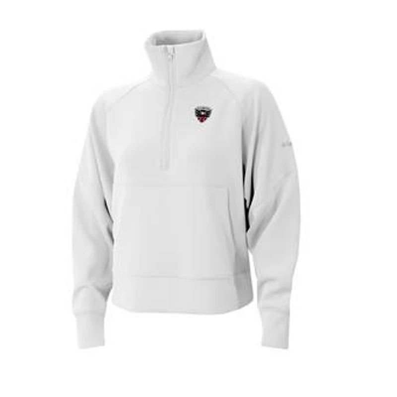 Women's Columbia White D.C. United Wickhams Hills Raglan Omni-Wick Half-Zip Pullover