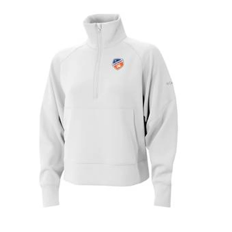 Women's Columbia White FC Cincinnati Wickhams Hills Raglan Omni-Wick Half-Zip Pullover