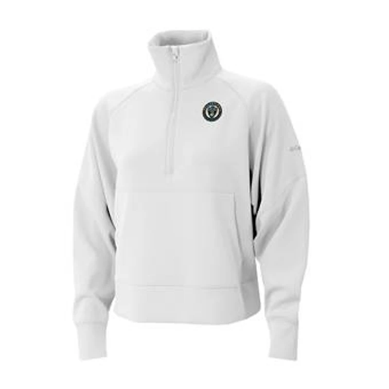 Women's Columbia White Philadelphia Union Wickhams Hills Raglan Omni-Wick Half-Zip Pullover