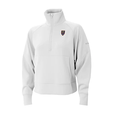Women's Columbia White Real Salt Lake Wickhams Hills Raglan Omni-Wick Half-Zip Pullover