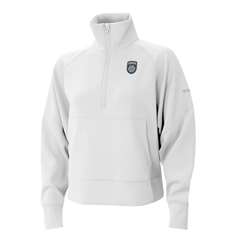 Women's Columbia White San Diego FC Wickhams Hills Raglan Omni-Wick Half-Zip Pullover