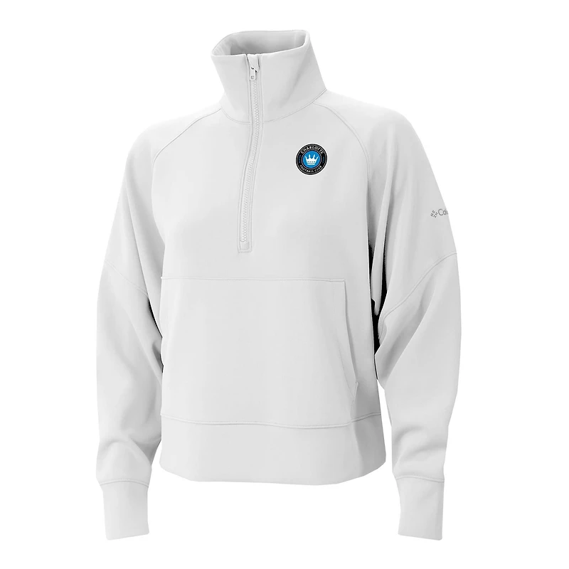 Women's Columbia White Charlotte FC Wickhams Hills Raglan Omni-Wick Half-Zip Pullover