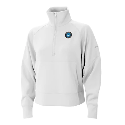 Women's Columbia White Charlotte FC Wickhams Hills Raglan Omni-Wick Half-Zip Pullover