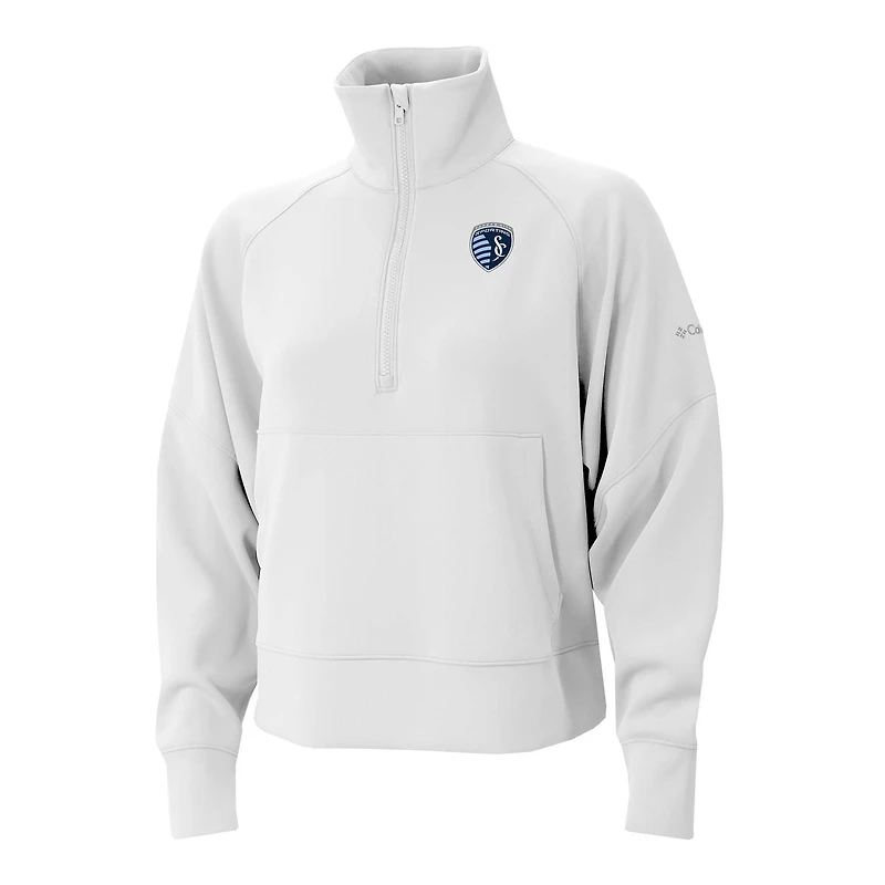 Women's Columbia White Sporting Kansas City Wickhams Hills Raglan Omni-Wick Half-Zip Pullover