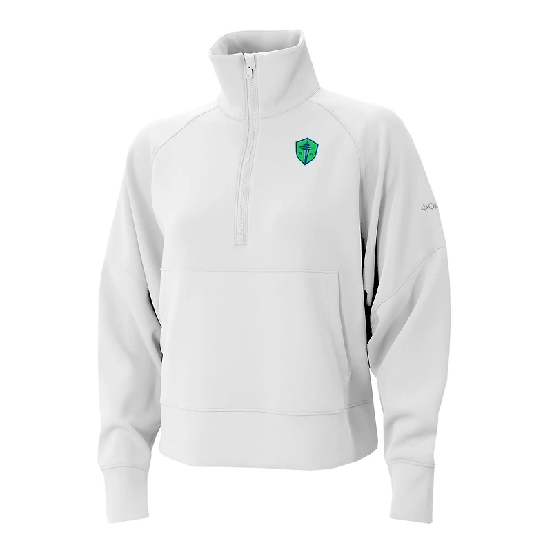 Women's Columbia White Seattle Sounders FC Wickhams Hills Raglan Omni-Wick Half-Zip Pullover