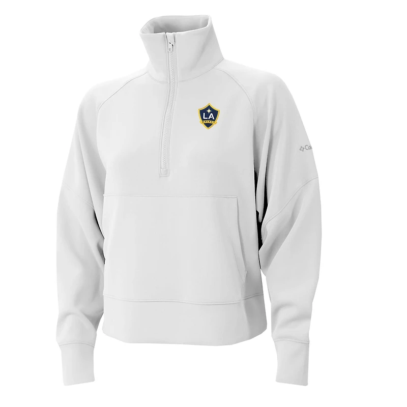 Women's Columbia White LA Galaxy Wickhams Hills Raglan Omni-Wick Half-Zip Pullover