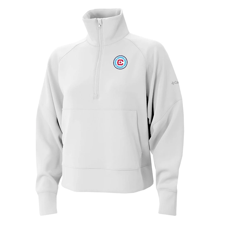 Women's Columbia White Chicago Fire Wickhams Hills Raglan Omni-Wick Half-Zip Pullover