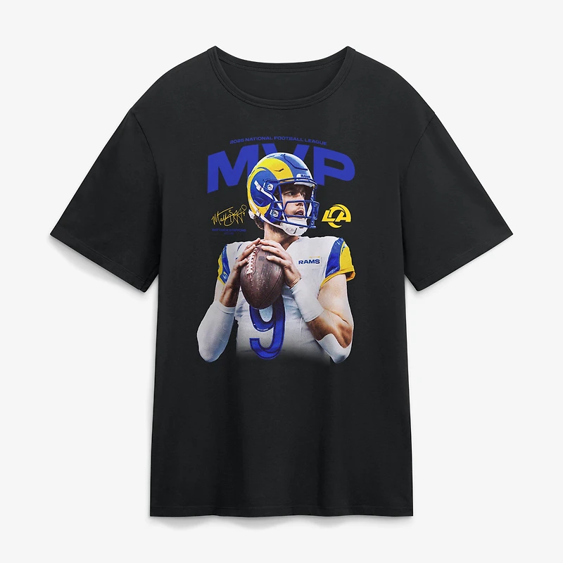 Men's Matthew Stafford Black Los Angeles Rams 2025 NFL MVP T-Shirt