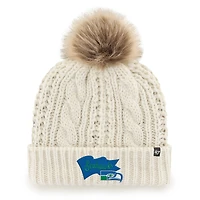 Women's '47  White Seattle Seahawks Wave Banner Miko Cuffed Knit Hat with Pom
