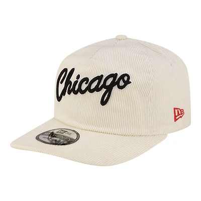 Men's New Era  White Chicago Bulls 19TWENTY 80s Chrome Corduroy Adjustable Hat