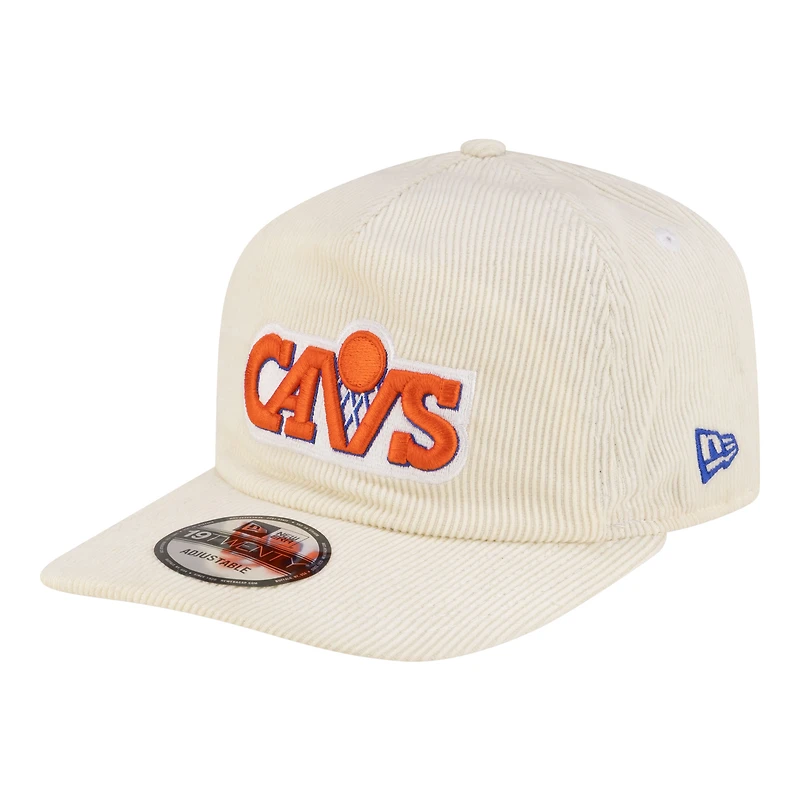 Men's New Era White Cleveland Cavaliers 19TWENTY 80s Chrome Corduroy Adjustable Hat