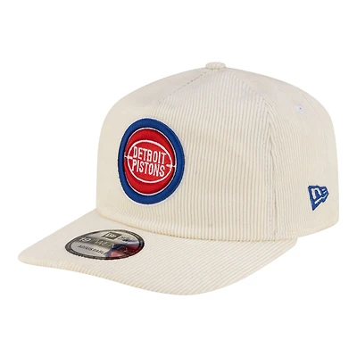Men's New Era  White Detroit Pistons 19TWENTY 80s Chrome Corduroy Adjustable Hat