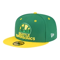 Men's New Era  Green/Gold Seattle SuperSonics 80s Throwback 59FIFTY Fitted Hat