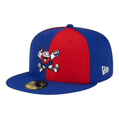Men's New Era  Red/Royal Denver Nuggets 80s Throwback Pinwheel 59FIFTY Fitted Hat