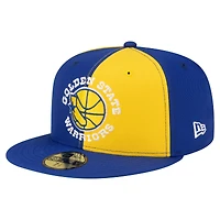 Men's New Era  Gold/Royal Golden State Warriors 80s Throwback Pinwheel 59FIFTY Fitted Hat