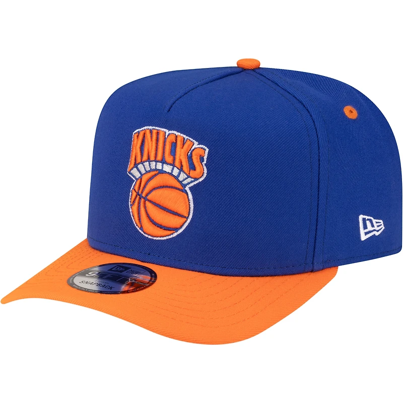 Men's New Era  Blue/Orange New York Knicks 80s Throwback A-Frame 9FIFTY Snapback Hat