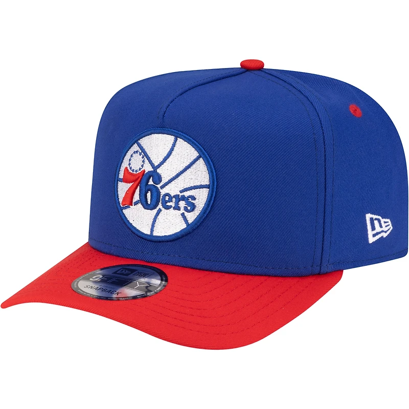 Men's New Era Royal/Red Philadelphia 76ers 80s Throwback A-Frame 9FIFTY Snapback Hat