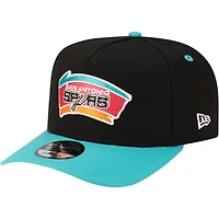 Men's New Era  Black/Teal San Antonio Spurs 80s Throwback A-Frame 9FIFTY Snapback Hat