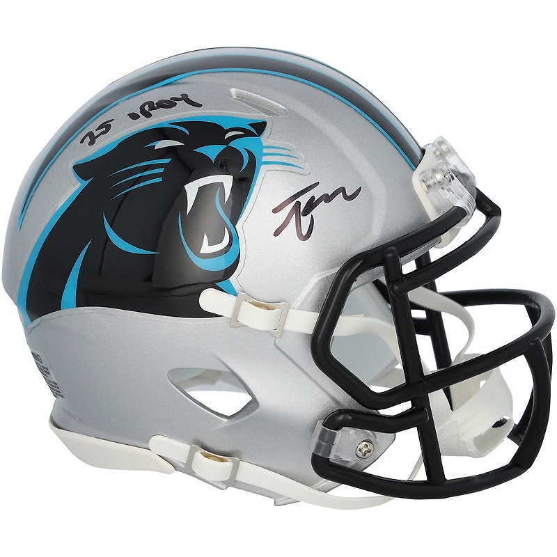 Tetairoa McMillan Carolina Panthers Autographed Riddell Speed Mini Helmet with "25 OROY" Inscription