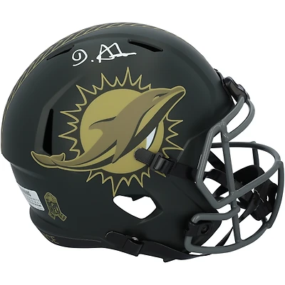De’Von Achane Miami Dolphins Autographed Riddell Speed 2025 Salute To Service Replica Helmet
