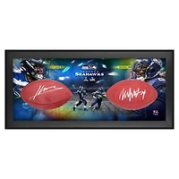 Kenneth Walker III & Marshawn Lynch Seattle Seahawks Autographed Super Bowl LX & XLVIII Champions Two Football Shadowbox