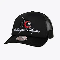Unisex Mitchell & Ness Black Washington Mystics Script Pro Pinch Adjustable Trucker Hat