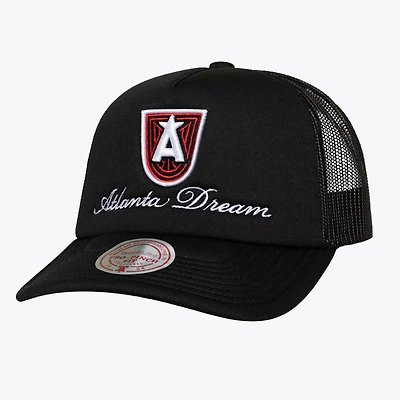 Unisex Mitchell & Ness Black Atlanta Dream Script Pro Pinch Adjustable Trucker Hat