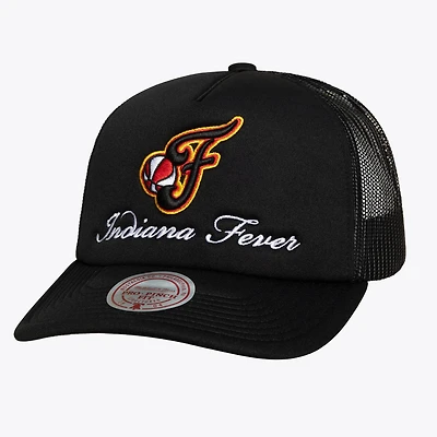 Unisex Mitchell & Ness Black Indiana Fever Script Pro Pinch Adjustable Trucker Hat