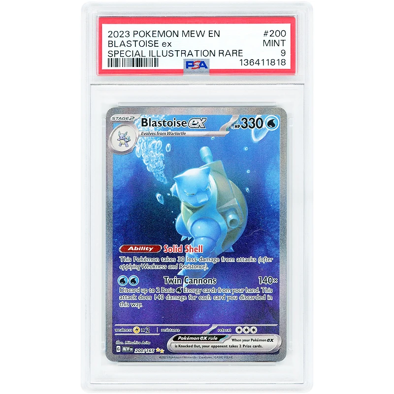 Blastoise EX 2023 Pokemon 151 Special Illustration Rare #200 PSA Authenticated 9 Card