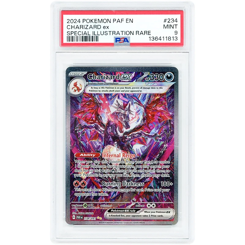 Charizard EX 2024 Pokemon Paldean Fates Special Illustration Rare #234 PSA Authenticated 9 Card