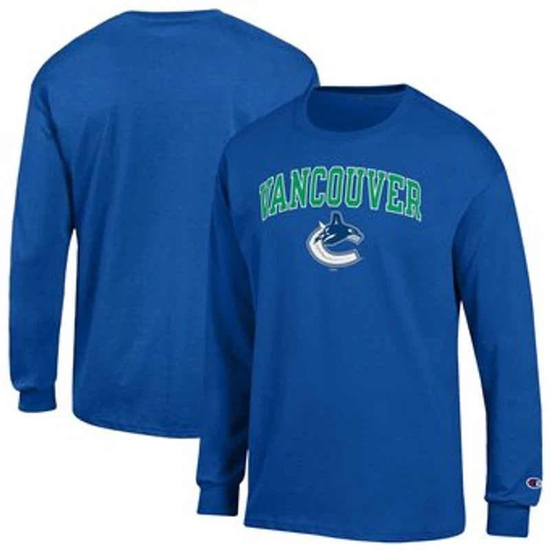Men's Champion Blue Vancouver Canucks Jersey Long-Sleeve T-Shirt