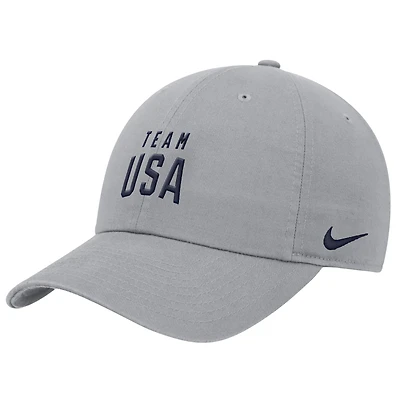 Men's Nike Gray Team USA Club Unstructured Adjustable Dri-FIT Hat