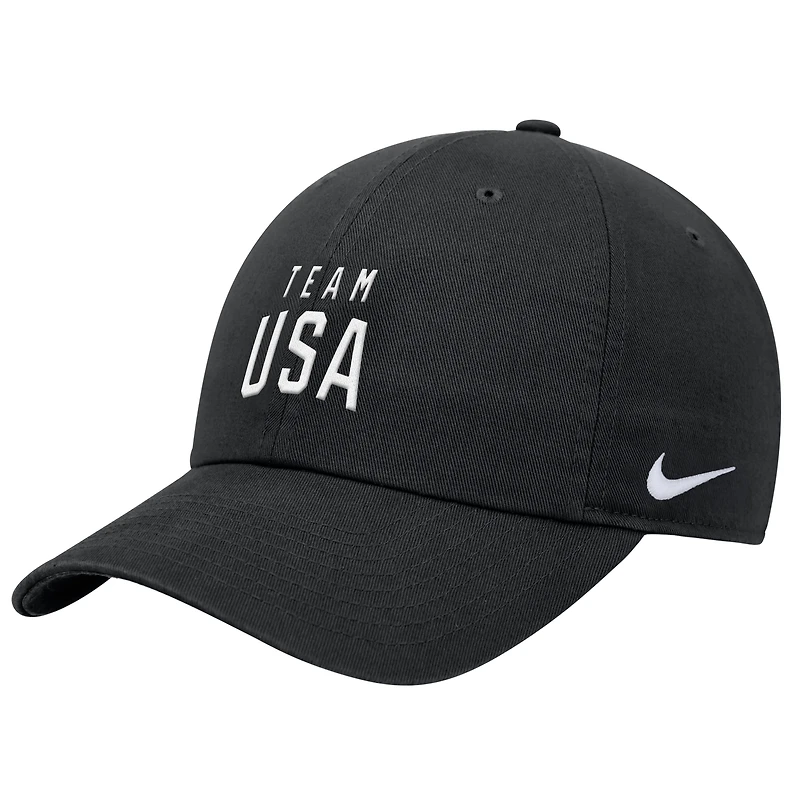 Men's Nike Black Team USA Club Unstructured Adjustable Dri-FIT Hat