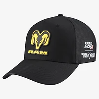 Unisex Kaulig Racing x Ram  Black Rubber Patch Trucker Adjustable Hat