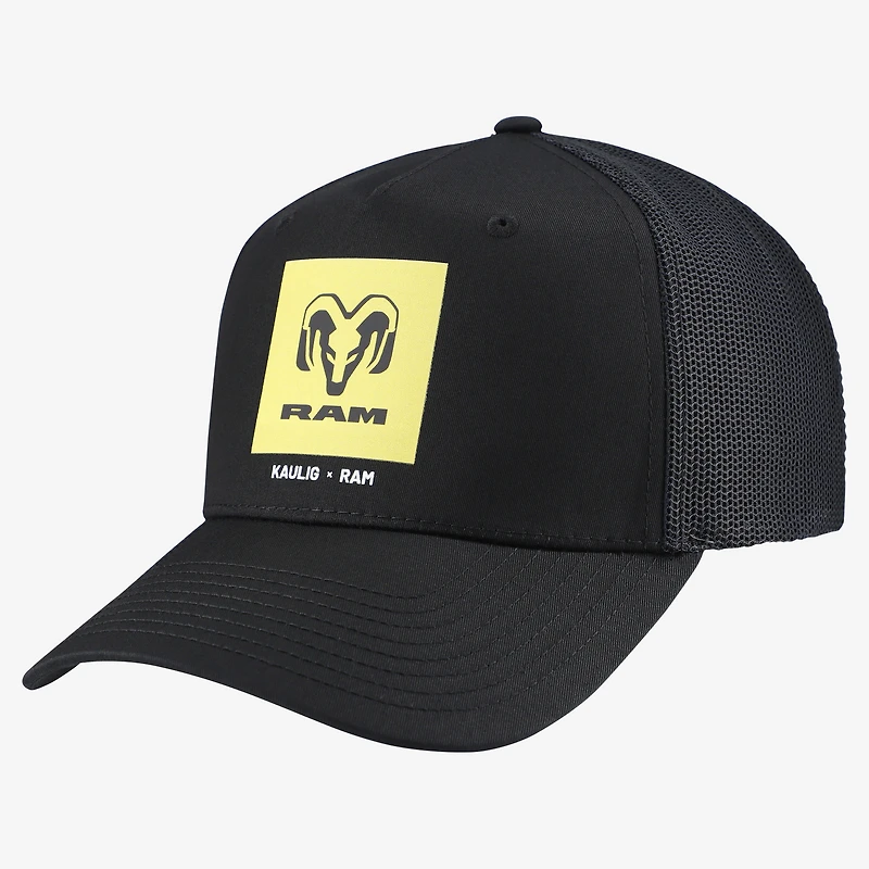 Unisex Kaulig Racing x Ram Black Square Trucker Trucker Adjustable Hat