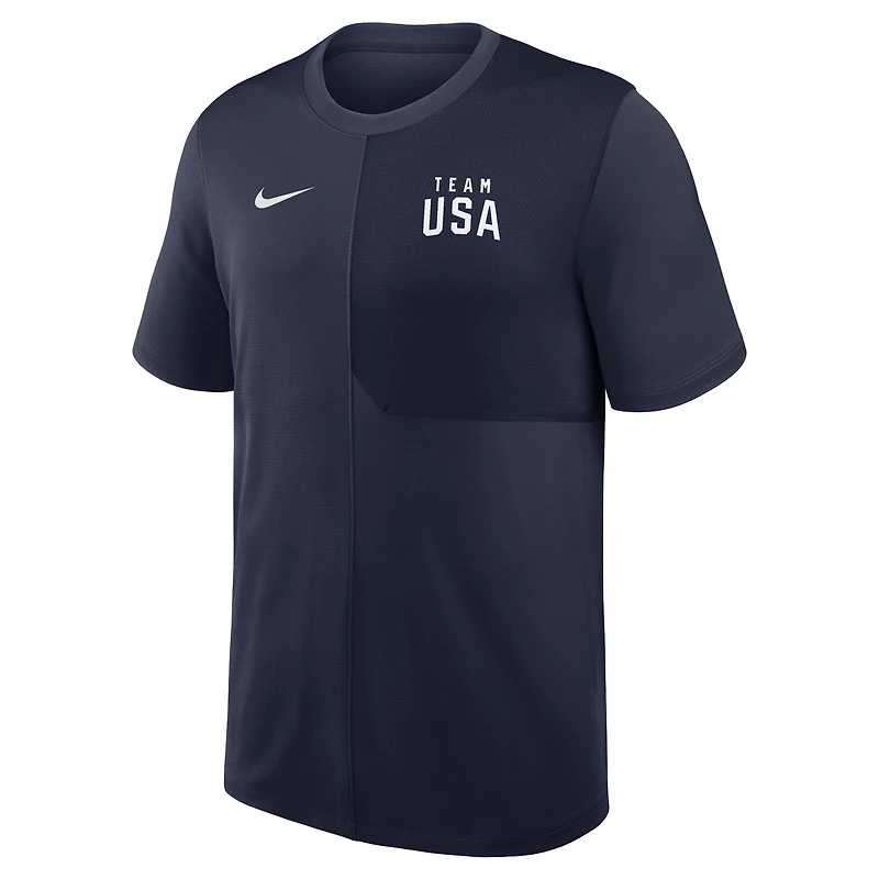 Men's Nike  Navy Team USA Sideline UV Dri-FIT Coaches Shirt