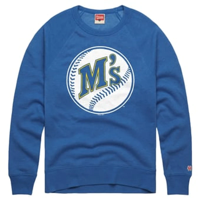 Men's Homage  Royal Seattle Mariners Cooperstown Collection Raglan Tri-Blend Sweatshirt