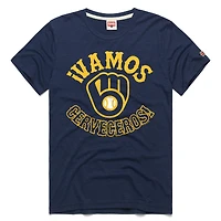 Men's Homage  Navy Milwaukee Brewers Vamos Tri-Blend T-Shirt