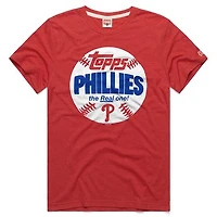 Men's Homage  Red Philadelphia Phillies MLB x Topps Baseball The Real One Tri-Blend T-Shirt