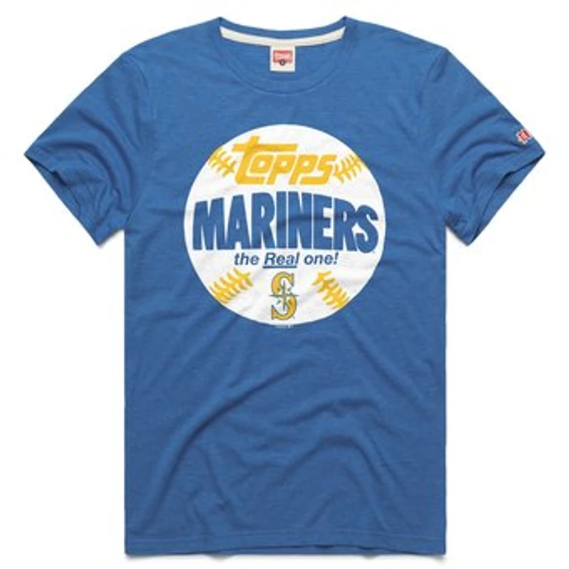 Men's Homage Royal Seattle Mariners MLB x Topps Baseball The Real One Tri-Blend T-Shirt
