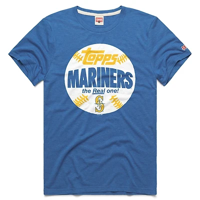 Men's Homage  Royal Seattle Mariners MLB x Topps Baseball The Real One Tri-Blend T-Shirt