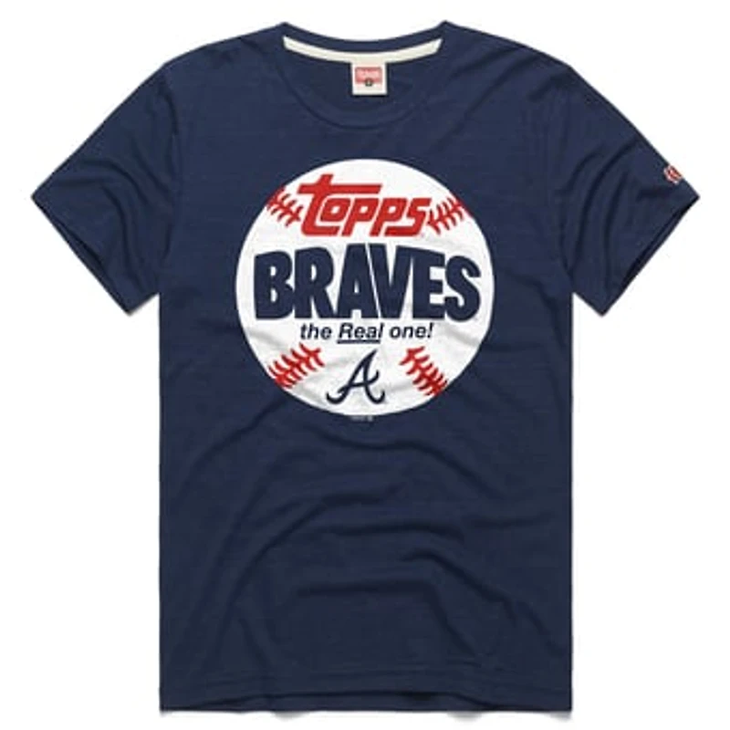 Men's Homage  Navy Atlanta Braves MLB x Topps Baseball The Real One Tri-Blend T-Shirt