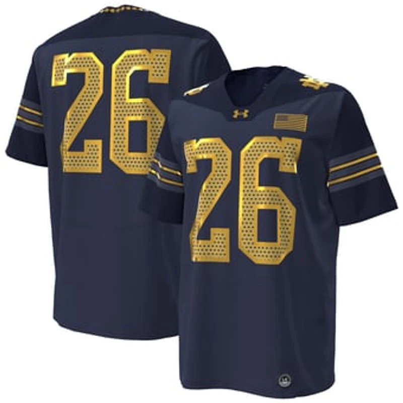 Men's Under Armour #26 Navy Notre Dame Fighting Irish 2026 Shamrock Series Replica Football Jersey