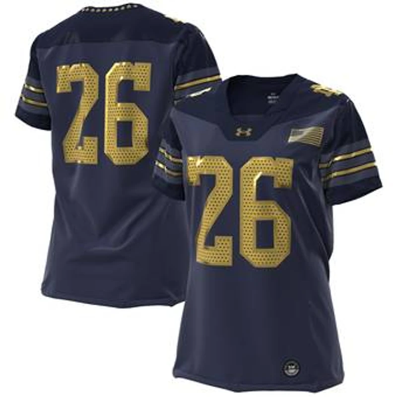 Women's Under Armour #26 Navy Notre Dame Fighting Irish 2026 Shamrock Series Replica Football Jersey
