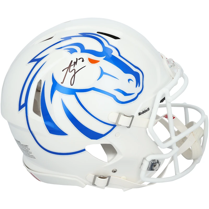 Ashton Jeanty Boise State Broncos Autographed Riddell White Speed Authentic Helmet