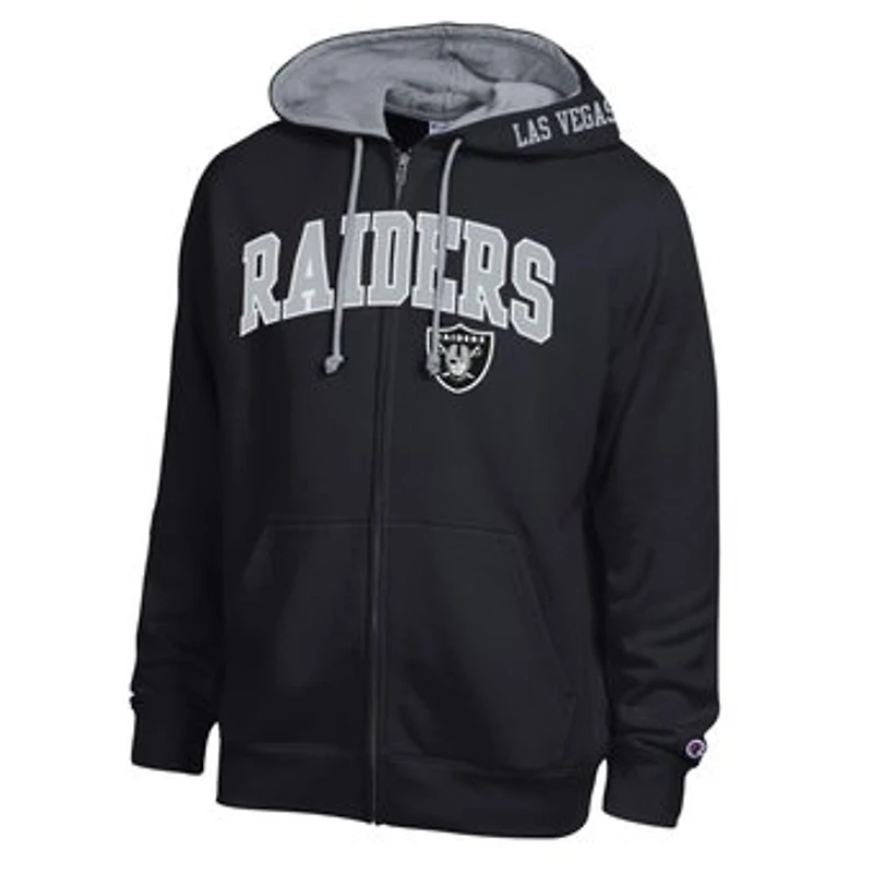 Men's Champion Black/Heather Gray Las Vegas Raiders Full-Zip Hoodie