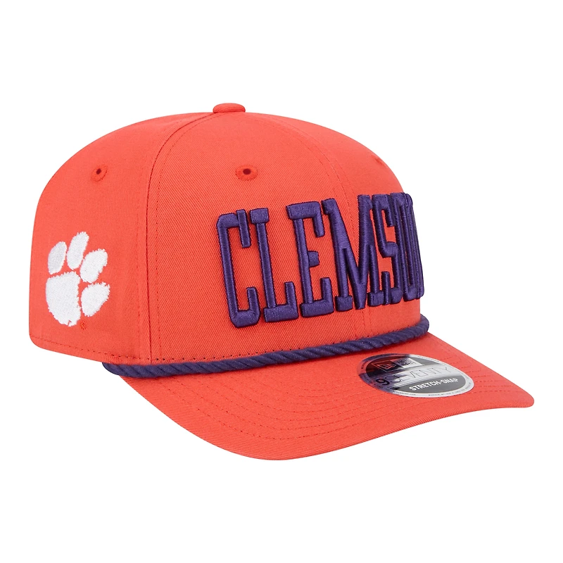 Men's New Era Orange Clemson Tigers Wordmark Rope 9SEVENTY Stretch-Snap Hat
