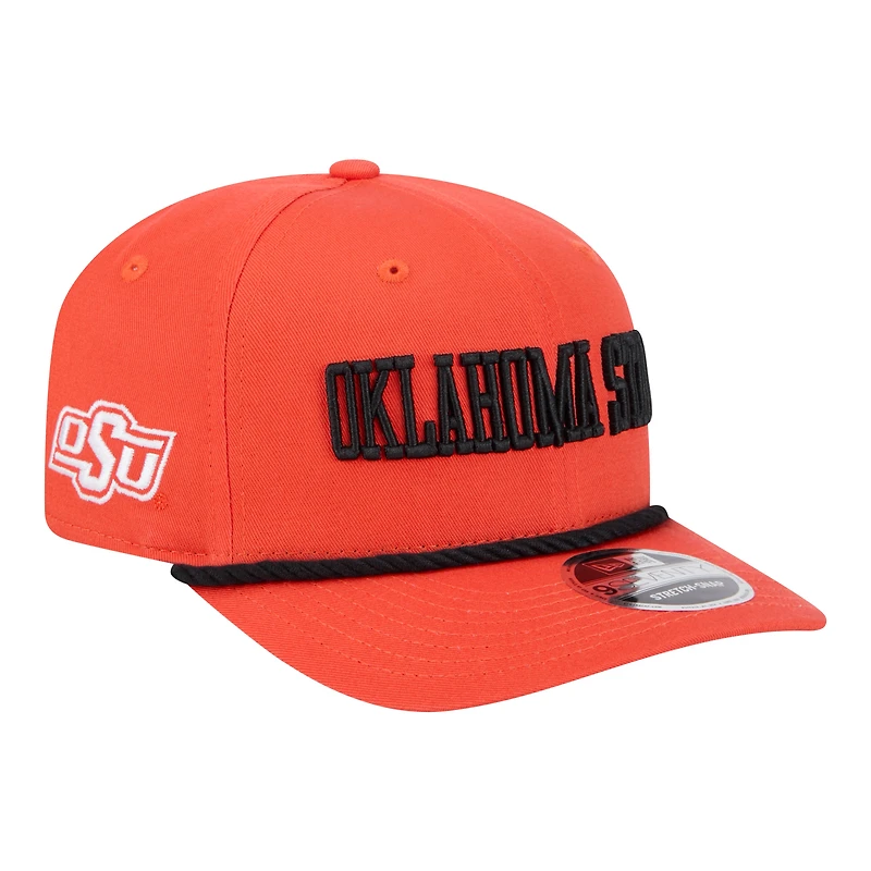 Men's New Era Orange Oklahoma State Cowboys Wordmark Rope 9SEVENTY Stretch-Snap Hat