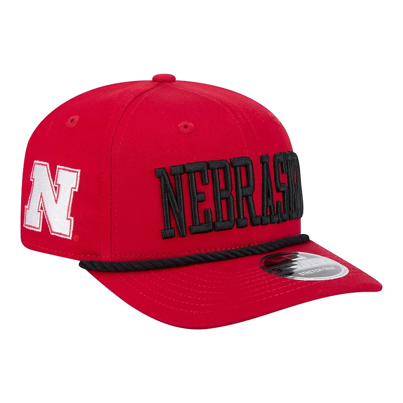 Men's New Era Scarlet Nebraska Huskers Wordmark Rope 9SEVENTY Stretch-Snap Hat