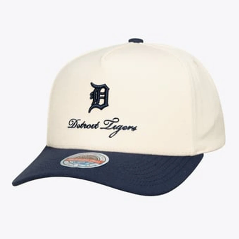 Men's Mitchell & Ness Cream/Navy Detroit Tigers Flawless Stretch-Snapback Hat